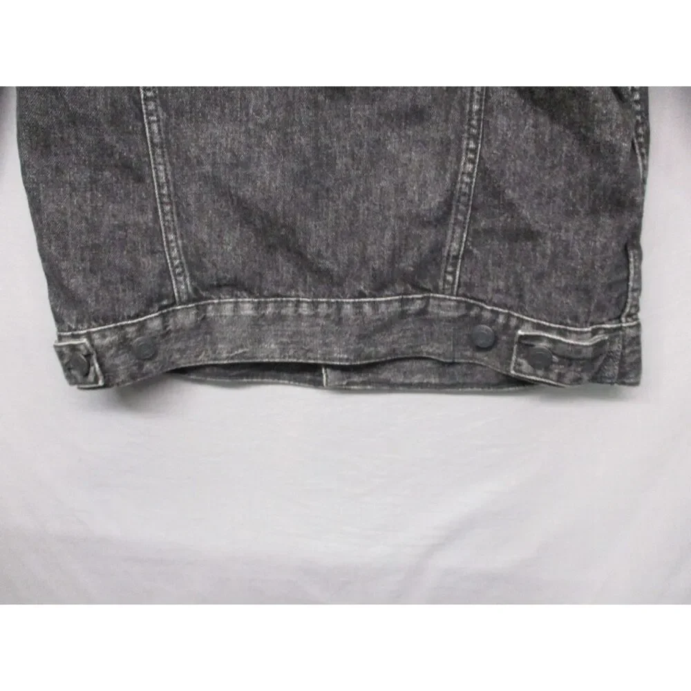 Gap‎ Washed Black Denim Jacket With Hood Unisex Size Extra Large